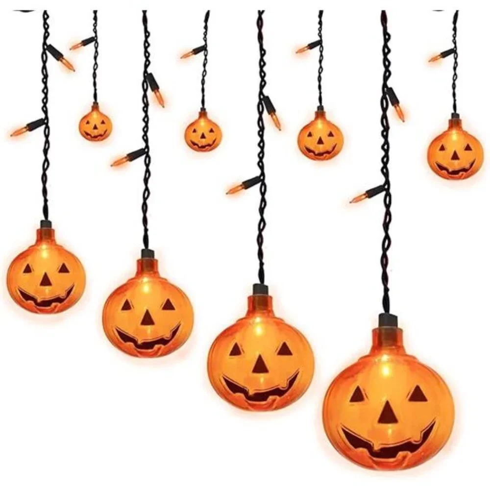 Halloween 7FT Pumpkin with 10 Waterproof Pumpkin String Lights, 25 LED